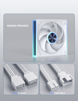 Ventilador de caja ARGB blanco de 120 mm, ventilador de PC silencioso PWM de alto flujo de aire a 1550 RPM, diseño de espejo infinito con aspas direccionadas hacia adelante