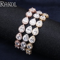 RAKOL SP3388 Ensemble de bijoux fins personnalisés pour femmes, ensemble de bijoux indiens de luxe, bracelet à breloques en cristal, collier, boucles d'oreilles pour femmes