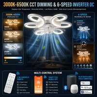 Ventilateur de plafond LED moderne avec lumière, variateur d'intensité, silencieux, télécommande, 6 vitesses, lampe en acrylique pour salon