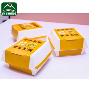 Kotak Kemasan Hamburger Kentang Goreng Sekali Pakai Putih Cetakan Kustom Kemasan Kotak Kardus Kertas <span class=keywords><strong>Burger</strong></span> - Product Image 3