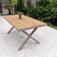 Ensemble de table et de chaises en plastique imitation bois, moderne, imperméable, durable, avec coussin, pour la plage, l'hôtel, le jardin, le salon, meubles d'extérieur