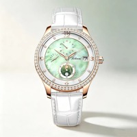 Nouveautés Montre-bracelet automatique pour femme, luxe, cadran serti de zircon, violet/rouge/bleu/vert, montre moderne pour femme