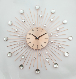 Rose Gold Acrylic Modern Metal Wall <b>Clock</b> Wall <b>Clock</b> Featuring Star Burst - Product Image 3