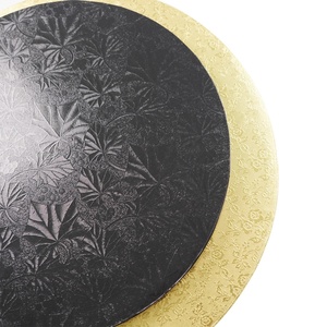 Base à gâteau ronde de 12 pouces à motif feuille d'érable, noir, blanc, or, argent, pour gâteau d'anniversaire - Product Image 5