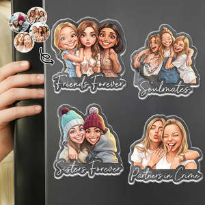 Caricatura Personalizada con Foto de Mejores Amigas para Siempre - Imán Acrílico Personalizado para Madre, Hermana, Novias, Regalo de Cumpleaños - Product Image 1