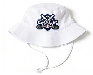 มีหลายสีให้เลือก หมวกบักเก็ตปักโลโก้ GOLF หมวกกันแดดผ้าฝ้ายแบบพับได้สำหรับทุกเพศ หมวกตกปลาสำหรับกอล์ฟกลางแจ้ง ขายส่ง - Product Image 3