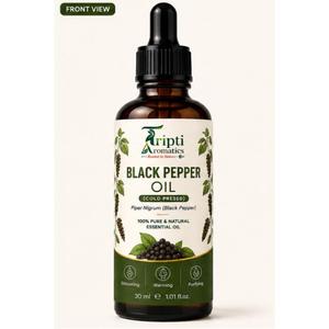 Huile de poivre noir 100% pure pressée à froid, qualité supérieure, huile essentielle de poivre noir, huile végétale naturelle, vente en gros - Product Image 1