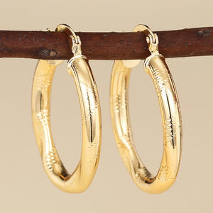 E4454 Golden <b>Hoop</b> <b>Earrings</b> Gold Plated Zinc Alloy Classic Unisex <b>Fashion</b> Jewelry - Product Image 4