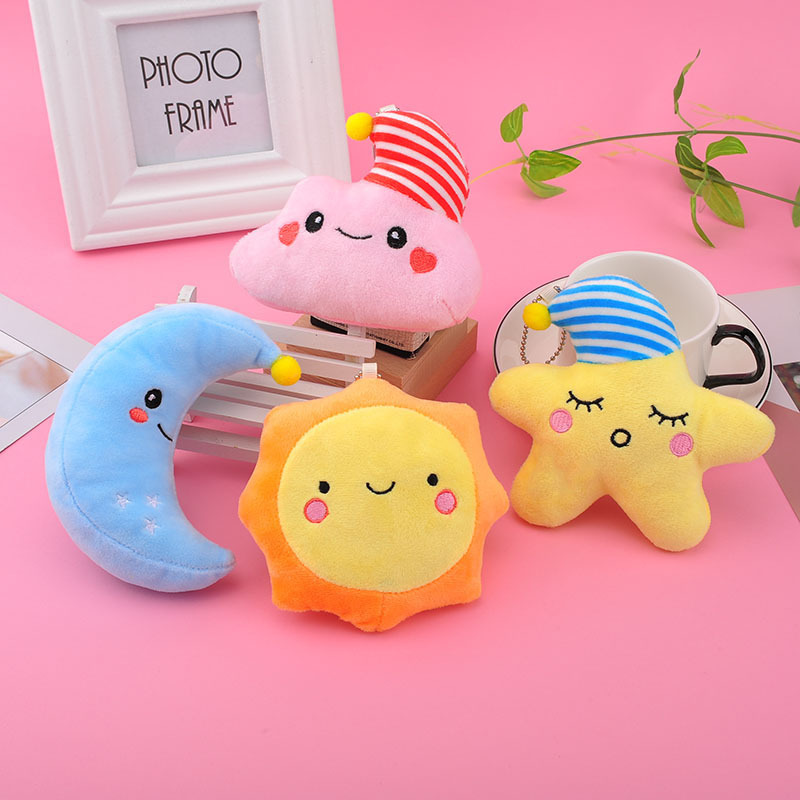 Wholesale Plush Pendant Toys Star Moon Sun White Clouds Key Chains Children's Clothing Stroller Accessories Stuffed Animal Toys