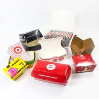 Ensemble de boîtes d'emballage jetables pour la restauration rapide - Boîte à hamburger, boîte à frites, boîte à nuggets de poulet et seau à popcorn pour restaurant et plats à emporter