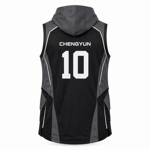 Camiseta Deportiva Personalizada Estilo Futurista con Capucha para Baloncesto, Diseño en Capas - Product Image 2