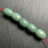 Perles de jadeite verte birmane naturelle à grand trou, forme baril, 8-13 mm, perles intercalaires lâches pour accessoires de bijoux faits main DIY