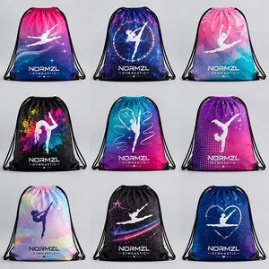 Sac à cordon color-block pour l'académie de danse, impression personnalisée du logo, sac de sport en polyester pour la gymnastique - Product Image 2