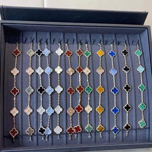 <span class=keywords><strong>Bracelet</strong></span> unisexe en argent sterling 925, trèfle à quatre feuilles, cinq fleurs, plaqué or rose 18 carats, nacre blanche, <span class=keywords><strong>agate</strong></span> rouge, onyx noir - Product Image 2