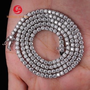 Wholesale 925 Sterling <strong>Silver</strong> Lab Grown Diamond Jewelry 10K 14K <strong>Solid</strong> Gold Lab Grown Diamond Tennis Chain <strong>Necklace</strong> - Product Image 2