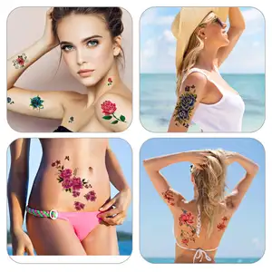 Fleurs 3D Tatouages Temporaires pour Femmes Body Art Arm Sketch Tattoo Stickers pour Femmes et Filles