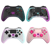 Pengontrol Game Nirkabel P4 dengan Lampu RGB, Gamepad Gaming yang Kompatibel dengan IOS, Android, dan PC