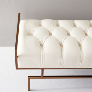 Light Luxury Metal Soft Bag Leather Pull Buckle Long Bench Living Room Fashion <strong>Sofa</strong> <strong>Stool</strong> Bed End <strong>Stool</strong> for Shoe <strong>Stool</strong> - Product Image 4