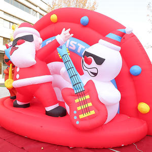 Escenario Inflable con un Genial Papá Noel Tocando la <span class=keywords><strong>Guitarra</strong></span>, Muñeco de Nieve y Reno Musical, Espectáculo Navideño - Product Image 2