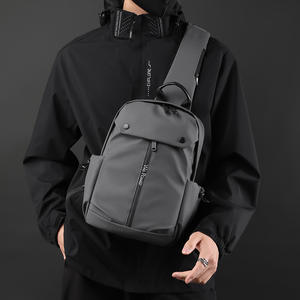 WePower Men's Chest <b>Bag</b> Nylon <b>Large</b> Capacity Water Repellent Everyday Crossbody <b>Bag</b> Spring 2024 Solid Color Gray - Product Image 1