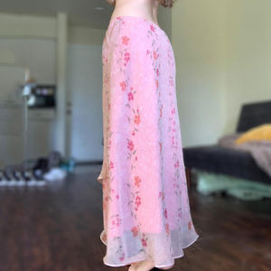 Falda Midi Asimétrica de Malla con Estampado Floral para Mujer, Cintura Media, Ligera, Informal, para Vacaciones, Versátil - Product Image 2