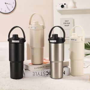 Customized Large Capacity for Insulated Stainless Steel Travel Mug <b>Straw</b> Handle Portable Car-Mounted for Travel Water <b>Bottles</b> - Product Image 1