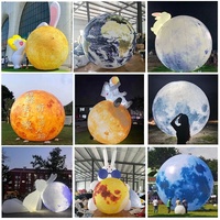 Grand Modèle Gonflable de Lune Publicitaire, Ballon Géant en PVC Étoile et Soleil, Décoration Lumineuse LED, Couleur Personnalisée, Impression UV, Durable