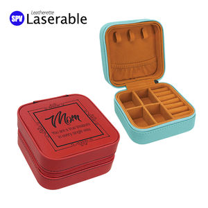 Folding PU <strong>Leather</strong> Travel Laserable Leatherette <strong>Jewelry</strong> <strong>Box</strong> - Product Image 5