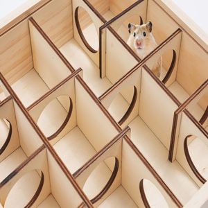 Golden Bear House Hamster <span class=keywords><strong>Cottage</strong></span> Tunnel Labyrinthe Safe Wood Pet House avec boîte d'alimentation et cachette pour petits animaux - Product Image 4