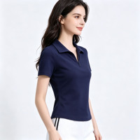 Polo pour femme de haute qualité avec col zippé, élégant, col en V, manches courtes, respirant, vêtements de sport