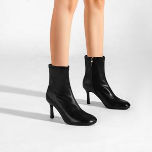 Botas <span class=keywords><strong>Tabi</strong></span> de Tacón de Aguja con Cremallera de Piel Sintética para Mujer Moncheer, Punta Cerrada, Punta Cuadrada, Moda Otoñal, Estilo Occidental, Antideslizantes - Product Image 1