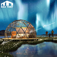 Maison dôme en verre 6M igloo en verre avec cadre en aluminium couleur bois et verre Low-e pour station de glamping