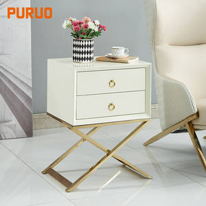 <strong>Narrow</strong> Makeup Corner <strong>Bedside</strong> <strong>Table</strong> Beige White Solid Wood Luxury Hotel Nightstand Modern Steel and Mdf Safe <strong>Bedside</strong> <strong>Table</strong> for Tv - Product Image 1