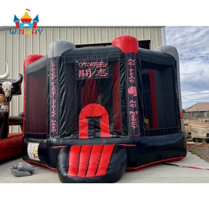 Casa de rebote de <span class=keywords><strong>arena</strong></span> de boxeo inflable de grado comercial, Castillo de salto de entrenamiento de artes marciales para niños con paredes de malla - Product Image 4