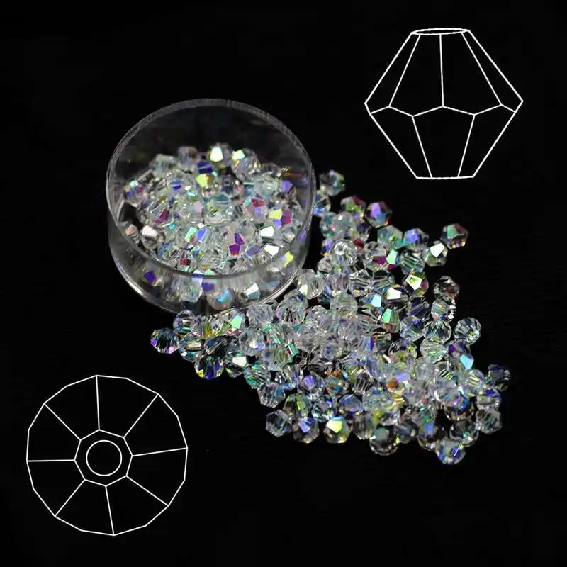 Lo último en cuentas de cristal AB color bicono, cuentas de cristal de vidrio sueltas para la fabricación de joyas