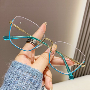 <span class=keywords><strong>Lunettes</strong></span> demi-monture ultra-légères <span class=keywords><strong>anti</strong></span>-lumière <span class=keywords><strong>bleue</strong></span> Montures optiques TR Metal <span class=keywords><strong>Lunettes</strong></span> pour femmes avec logo personnalisé Monture de <span class=keywords><strong>lunettes</strong></span> - Product Image 1