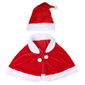 Christmas <b>Red</b> Velvet Furry Edge <b>Hooded</b> Cappa Stage Adult Cloak New Santa Clause Cosplay Clothes Women With Hat - Product Image 3