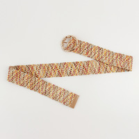 Vente chaude Fabricants Femmes Casual Large Ceinture Avec Boucle Ronde En Métal PP Herbe Tresse Bohème Jupe Ceinture Décorative