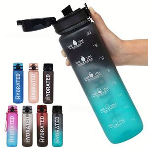 Botella de Agua Deportiva Motivacional de Tritán sin BPA de 1000ML, con Marcador de Tiempo y Pajitas, ¡Gran Venta! - Product Image 1