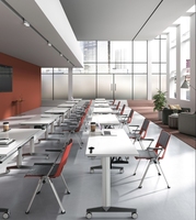 Vente en gros de mobilier scolaire multifonction table de conférence moderne pliante à cadre métallique avec roulettes