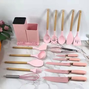 Hot Selling Non Stick 19 Pieces Silica Gel Cooking <strong>Tools</strong> Kit Silicone Kitchen Utensils Set With Wooden Handle - Product Image 5