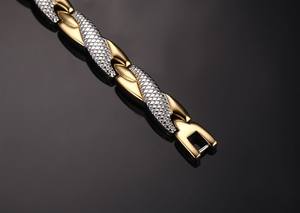 Bracelet en acier inoxydable plaqué or 18 carats, énergie thérapeutique, guérison, serpent, énergie positive quantique, couple, cœur - Product Image 3