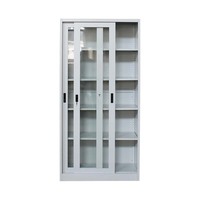 Armoire de classement métallique en gros à prix réduit avec porte coulissante en verre, meuble de rangement en acier