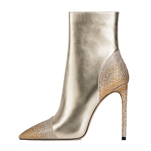 Tiny Bling Diamonds Women High Thin Heels <b>Shoes</b> Short Ankle Boots Sexy Stiletto Lady's Pumps <b>Shoes</b> Gold Silver Custom Colors - Product Image 1