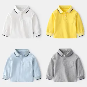 high quality whole sale bulk plan t shirts 100% cotton polo long sleeve children's clothing 2020 t shirt children kids