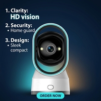 Caméra de sécurité OEM panoramique/inclinaison intérieure Wi-Fi, moniteur bébé, caméra pour animaux de compagnie, détection de mouvement, audio bidirectionnel, micro intégré, couleur intégrale 1080P