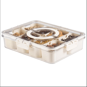 Kapaklı ve saplı bölünmüş servis tepsisi şeker meyve fındık aperatifler için plastik aperatif kutusu konteyner şeffaf organizatör - Product Image 1