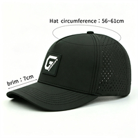 Casquette de baseball perforée en polyester imperméable avec patch en caoutchouc, 5 panneaux, découpe laser, personnalisable, pour le golf