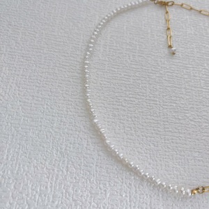 Personalizado Dainty Freshwater Pearl Gargantilha Colar Pequena Meia Cadeia De Aço Inoxidável Meia Pérola <span class=keywords><strong>18k</strong></span> Colar Banhado A Ouro - Product Image 6