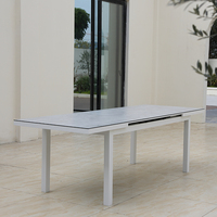 OSMEN Miaya Extension de table à manger extensible 190/250 Mobilier d'extérieur moderne Dessus de table en céramique à base de verre